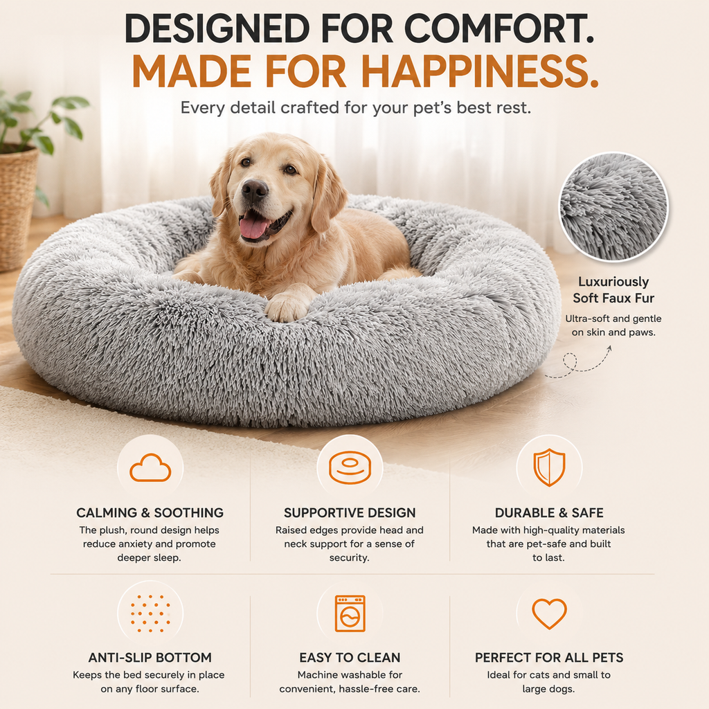 Round Faux Fur Pet Bed