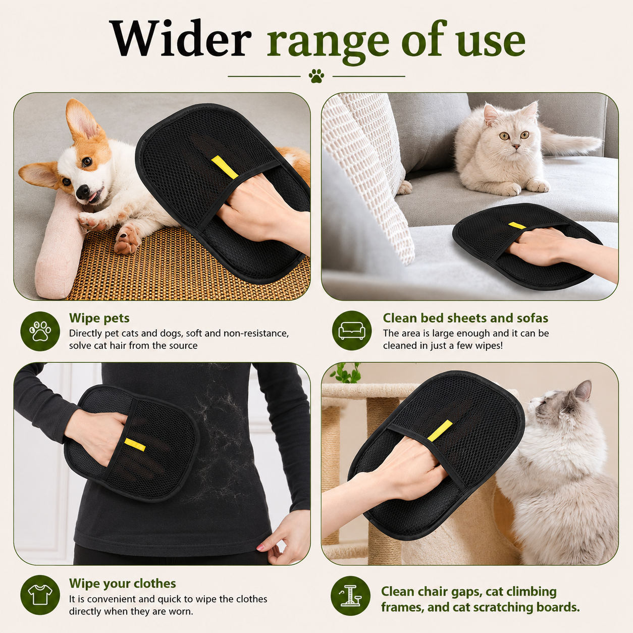Pet Deshedding Grooming Glove - Dogs, Cats & Rabbits