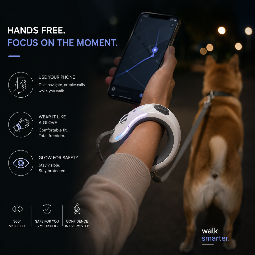 Luminous Ring Retractable Dog Leash - LED Glow