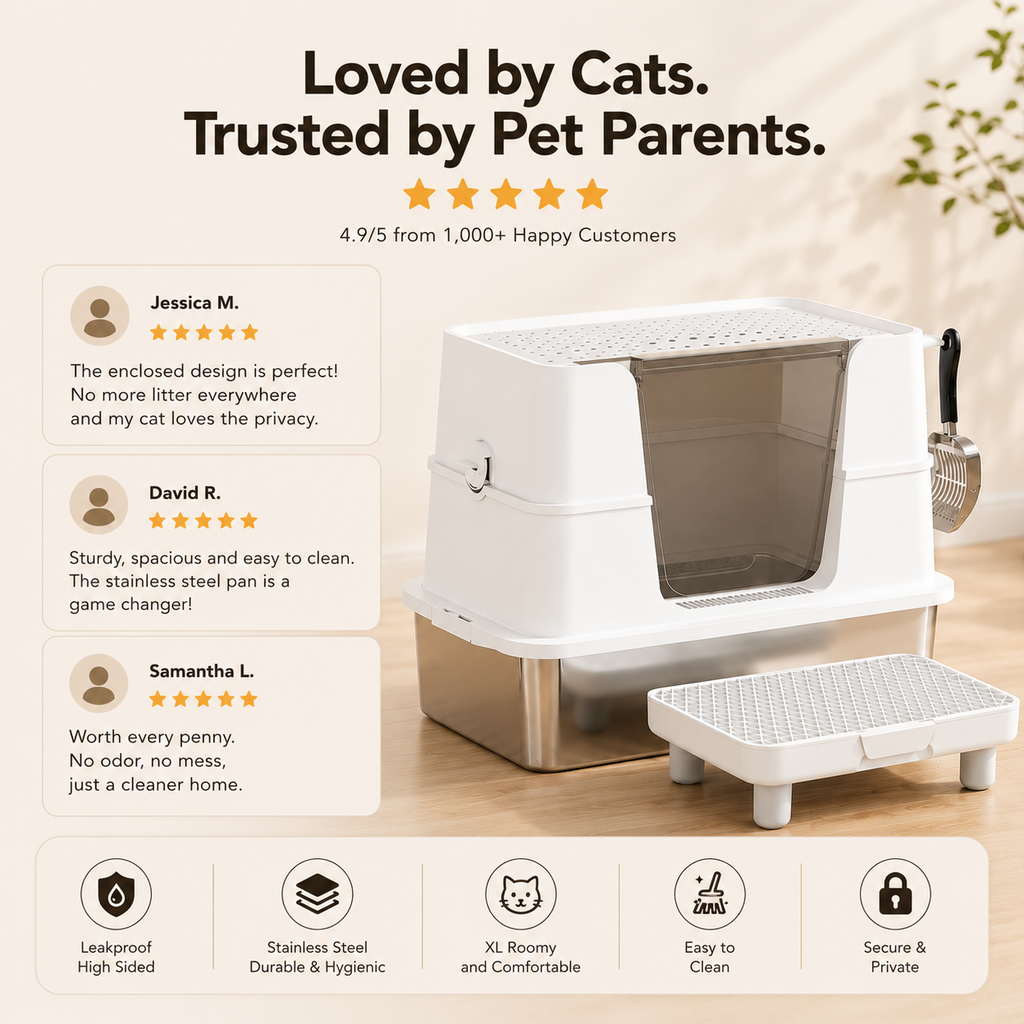 XL Enclosed Stainless Steel Cat Litter Box