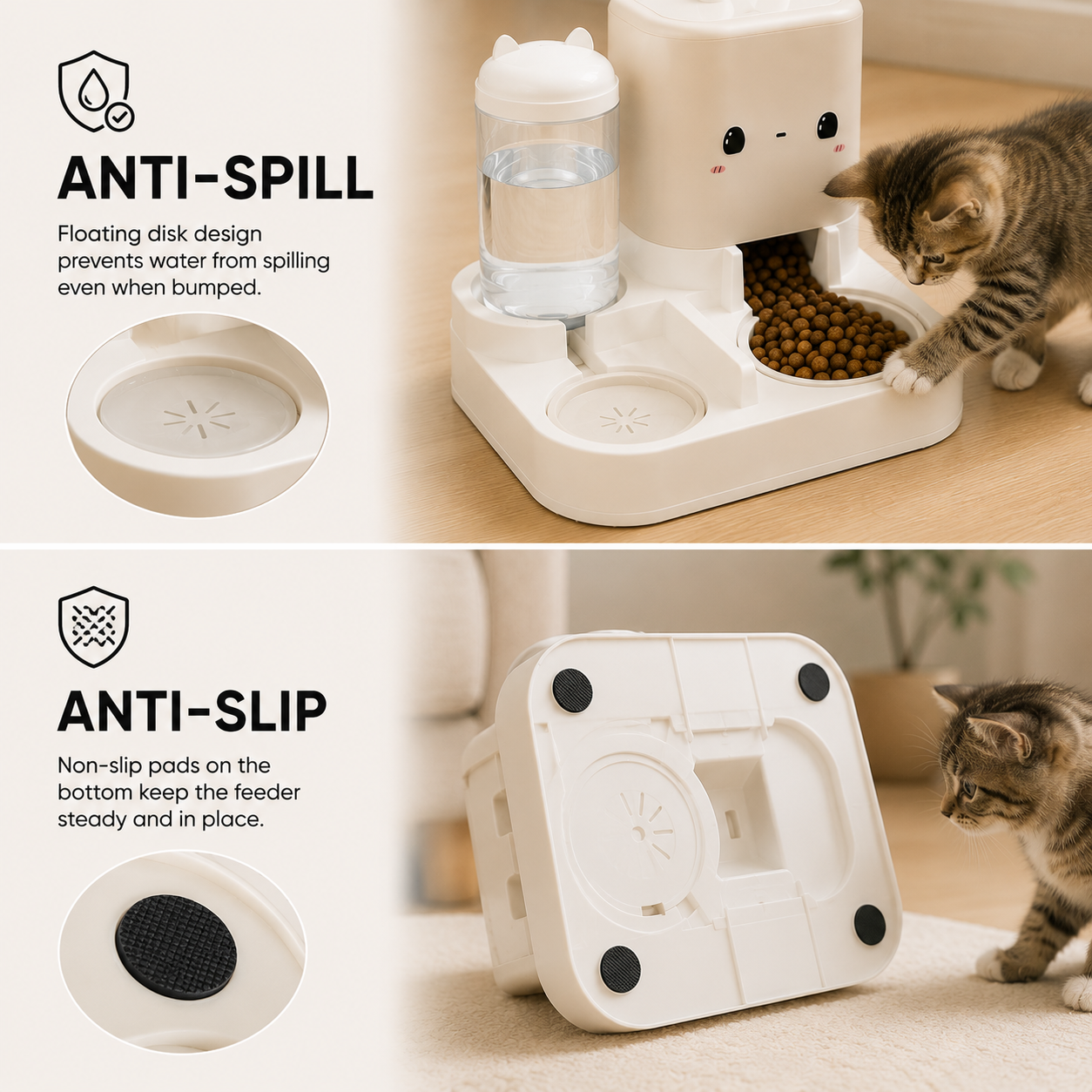 Automatic Gravity Pet Feeder & Water Dispenser - 2300ml + 1000ml