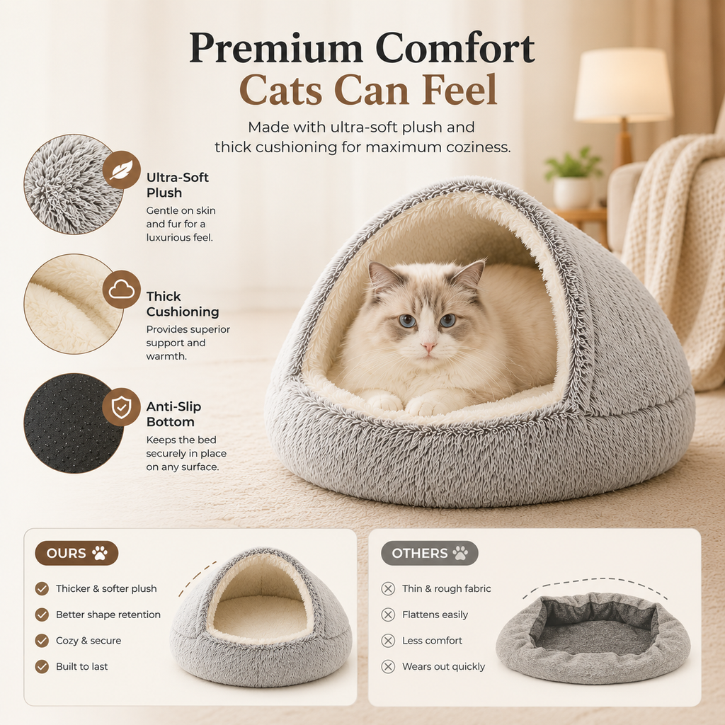 Semi-Enclosed Cat Bed
