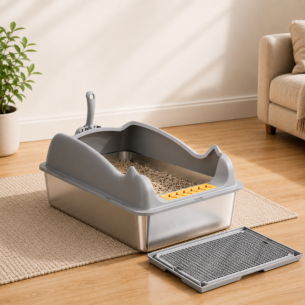 Large Stainless Steel Cat Litter Box