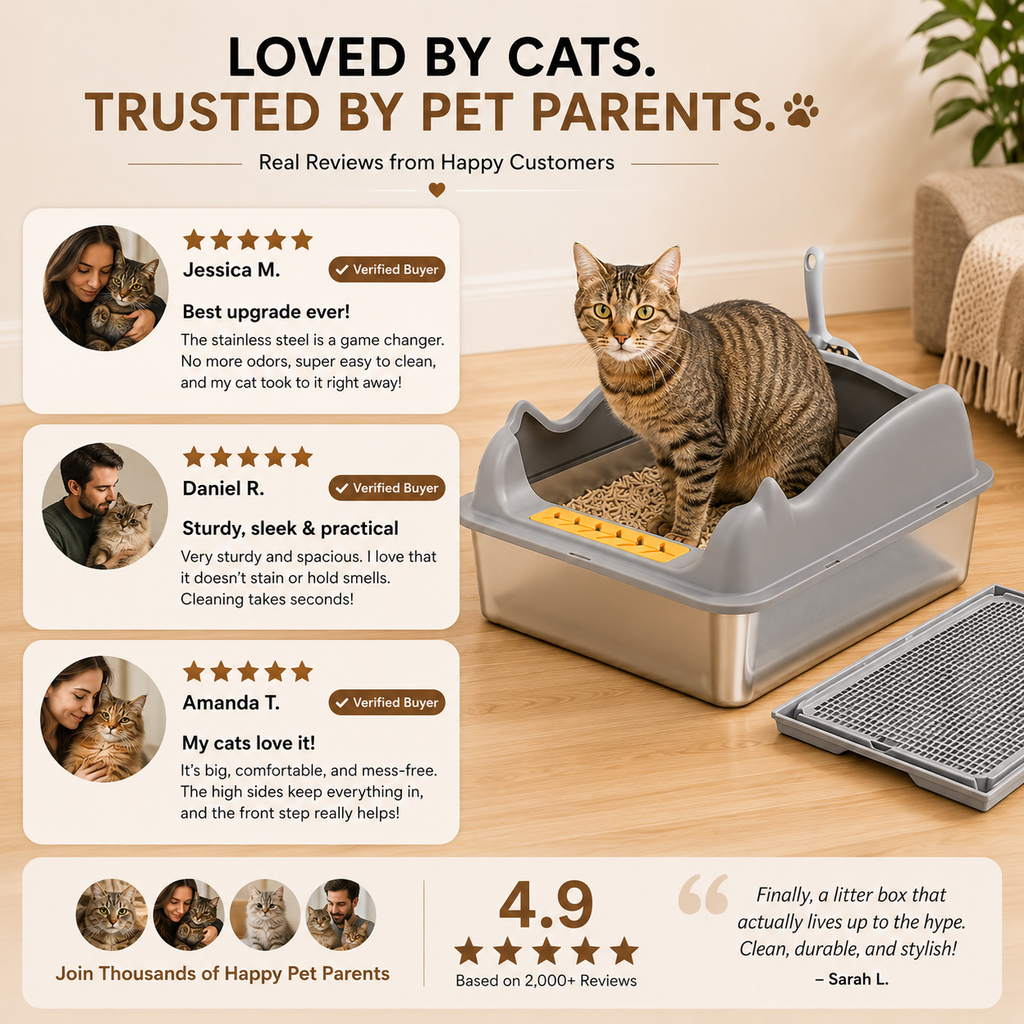 Large Stainless Steel Cat Litter Box
