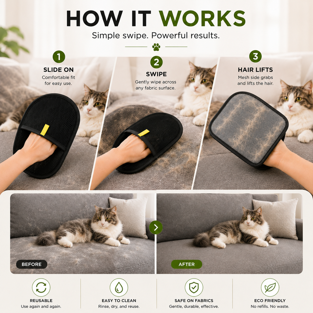 Pet Deshedding Grooming Glove - Dogs, Cats & Rabbits