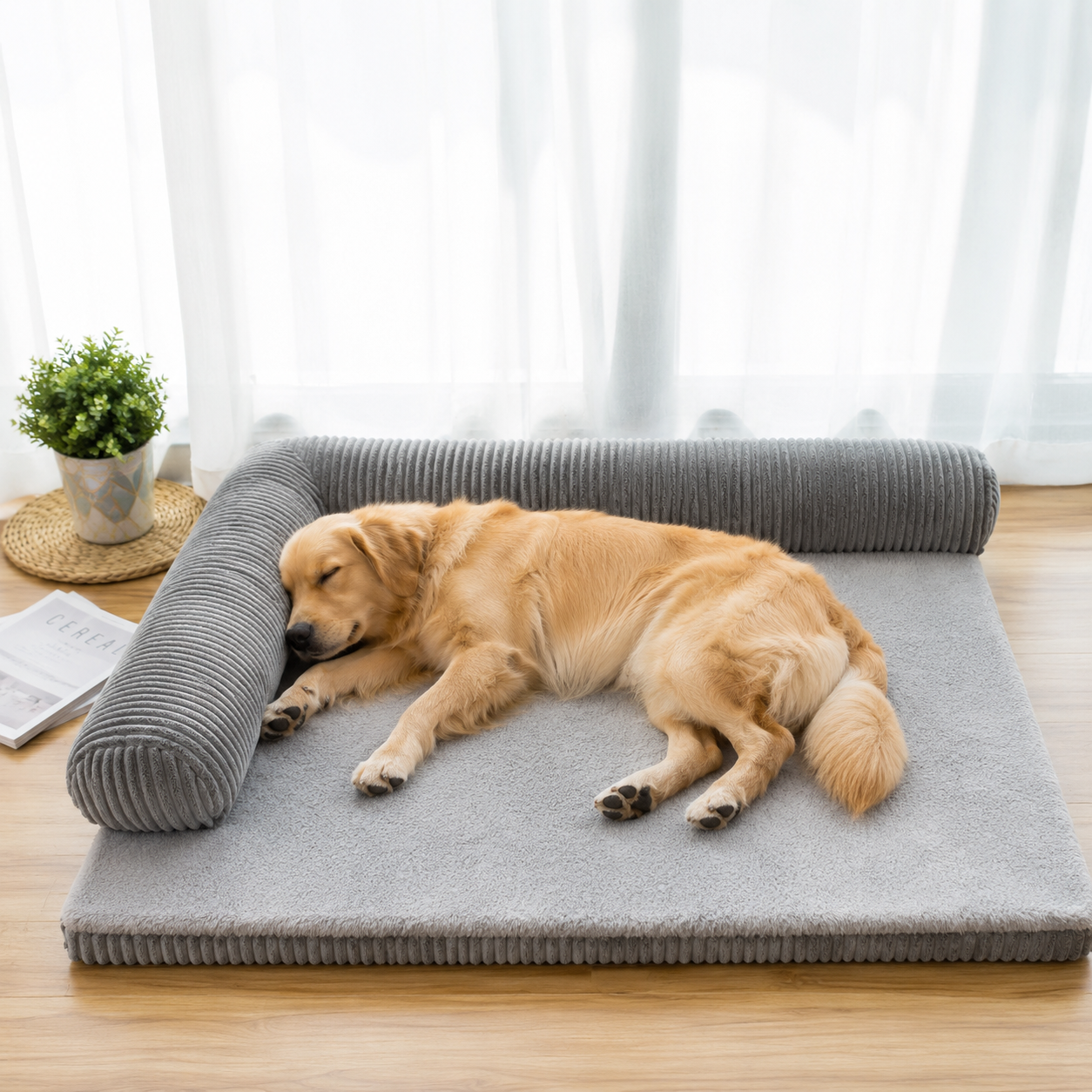 Corduroy Pet Sofa Bed - Non-Slip, 4 Sizes