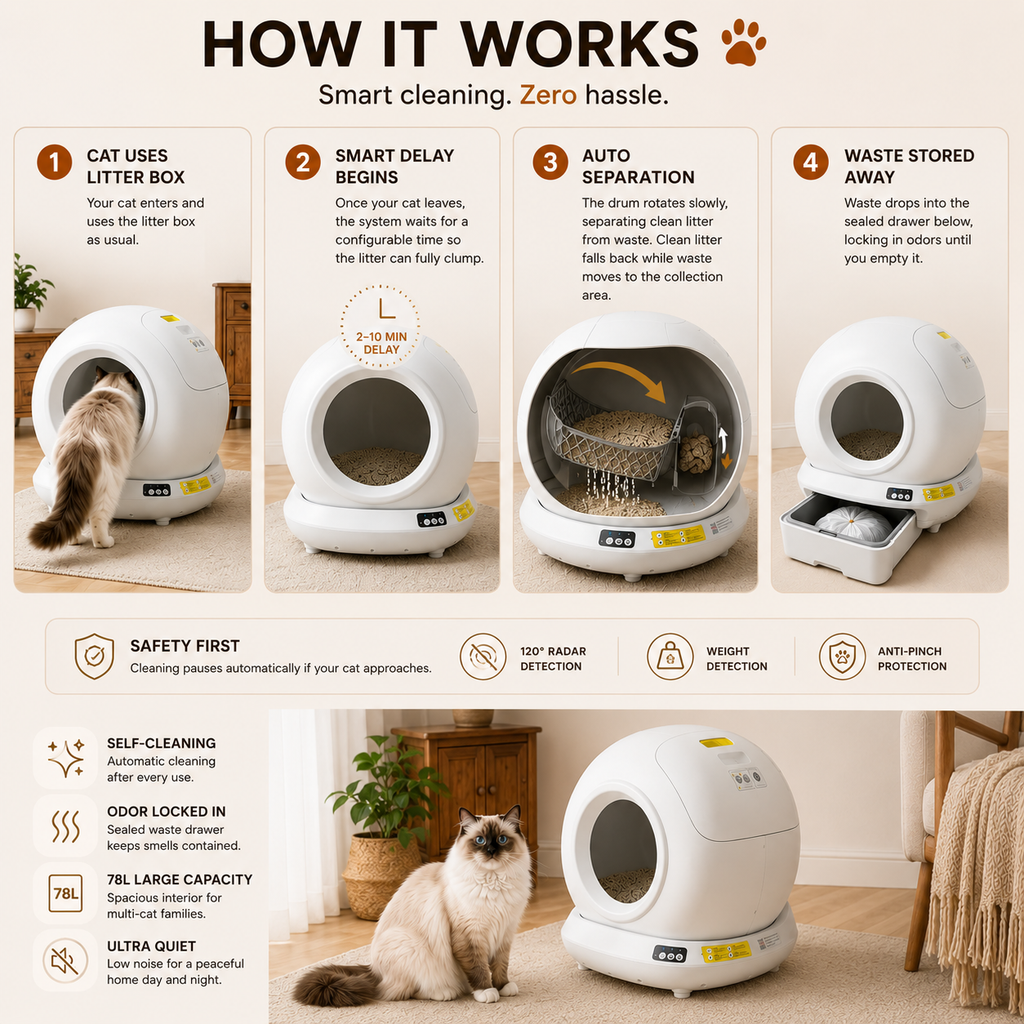 Smart Self-Cleaning Cat Litter Box