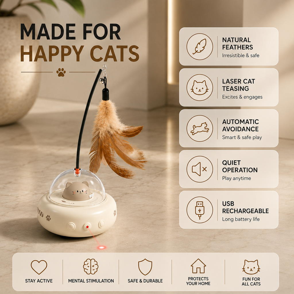 Interactive UFO Cat Teaser Toy