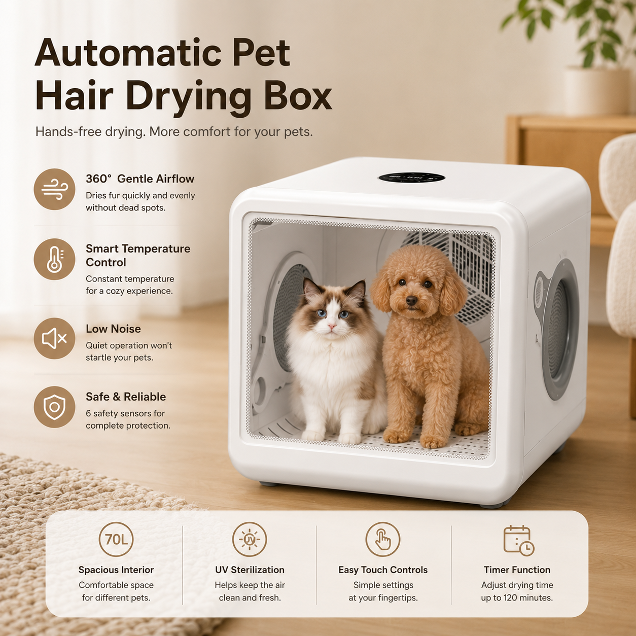 Pet Dryer Room - Hot & Cold Air, Hands-Free