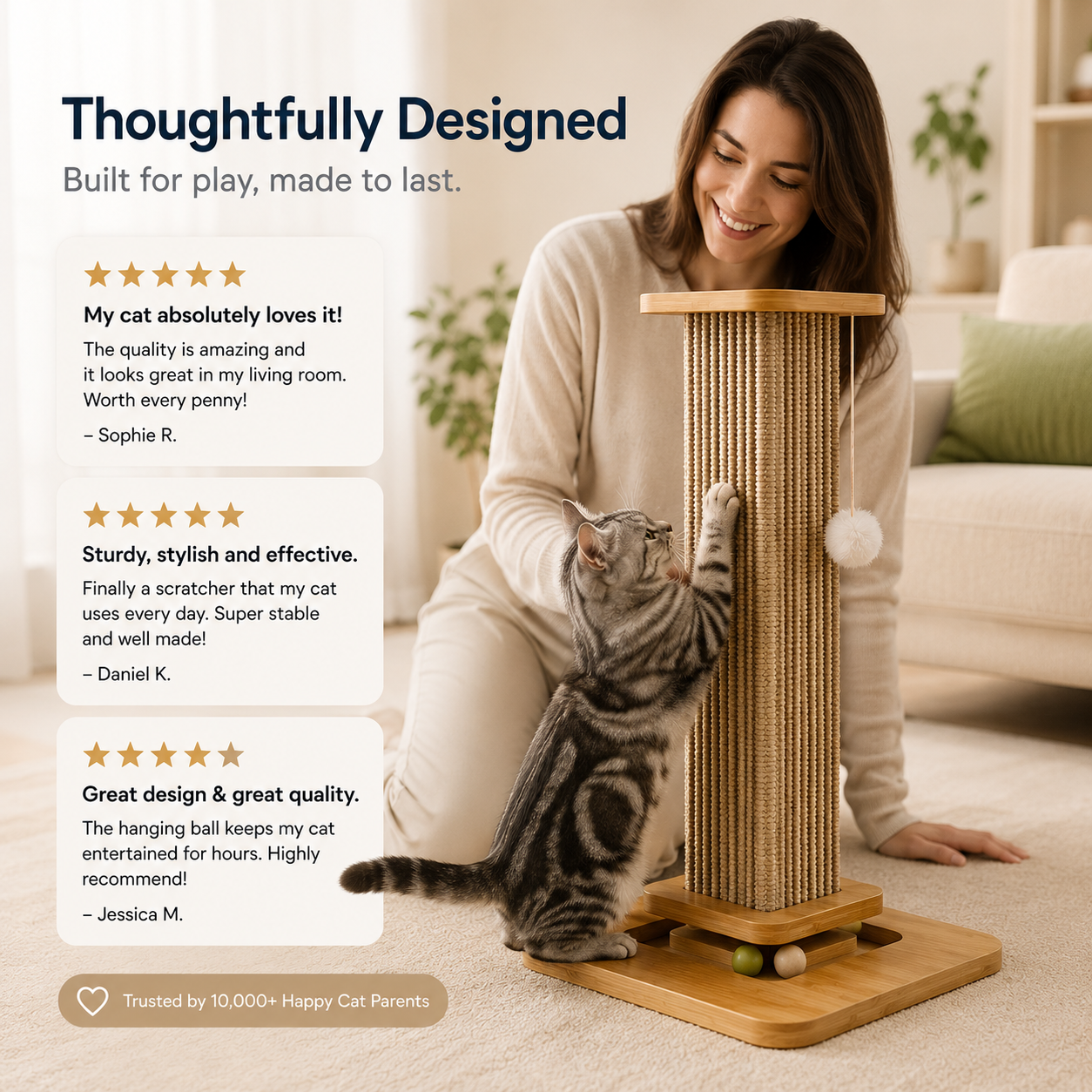 Natural Hand-Woven Sisal Cat Scratcher & Climbing Frame