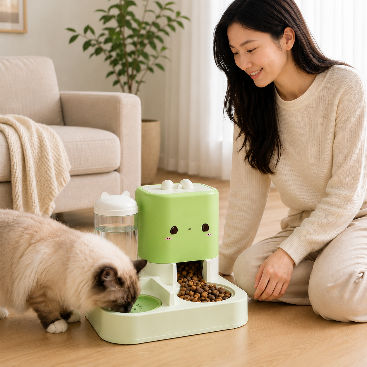 Automatic Gravity Pet Feeder & Water Dispenser - 2300ml + 1000ml