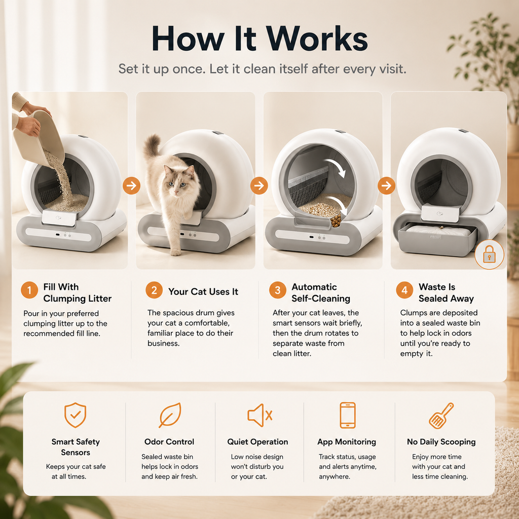 Automatic Self-Cleaning & Deodorising Cat Litter Box