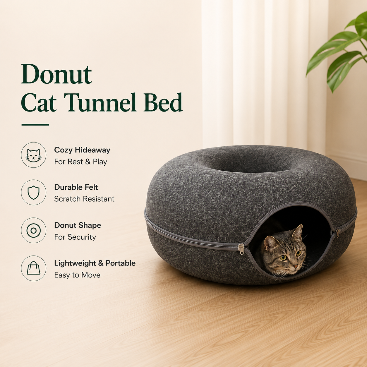 Felt Cat Tunnel Bed