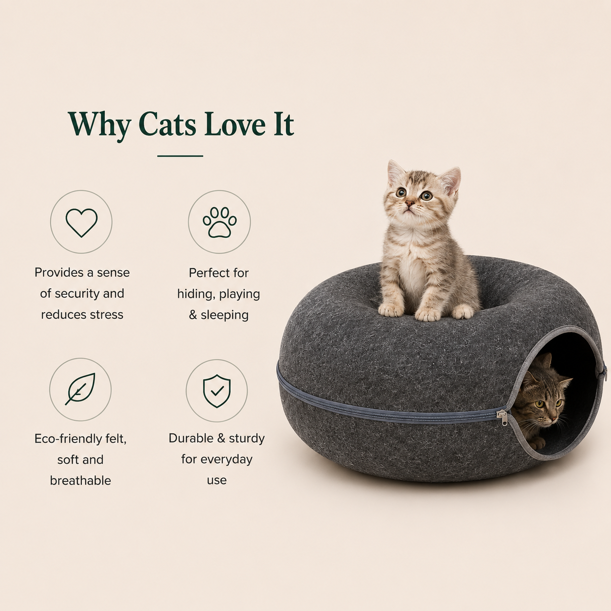 Felt Cat Tunnel Bed
