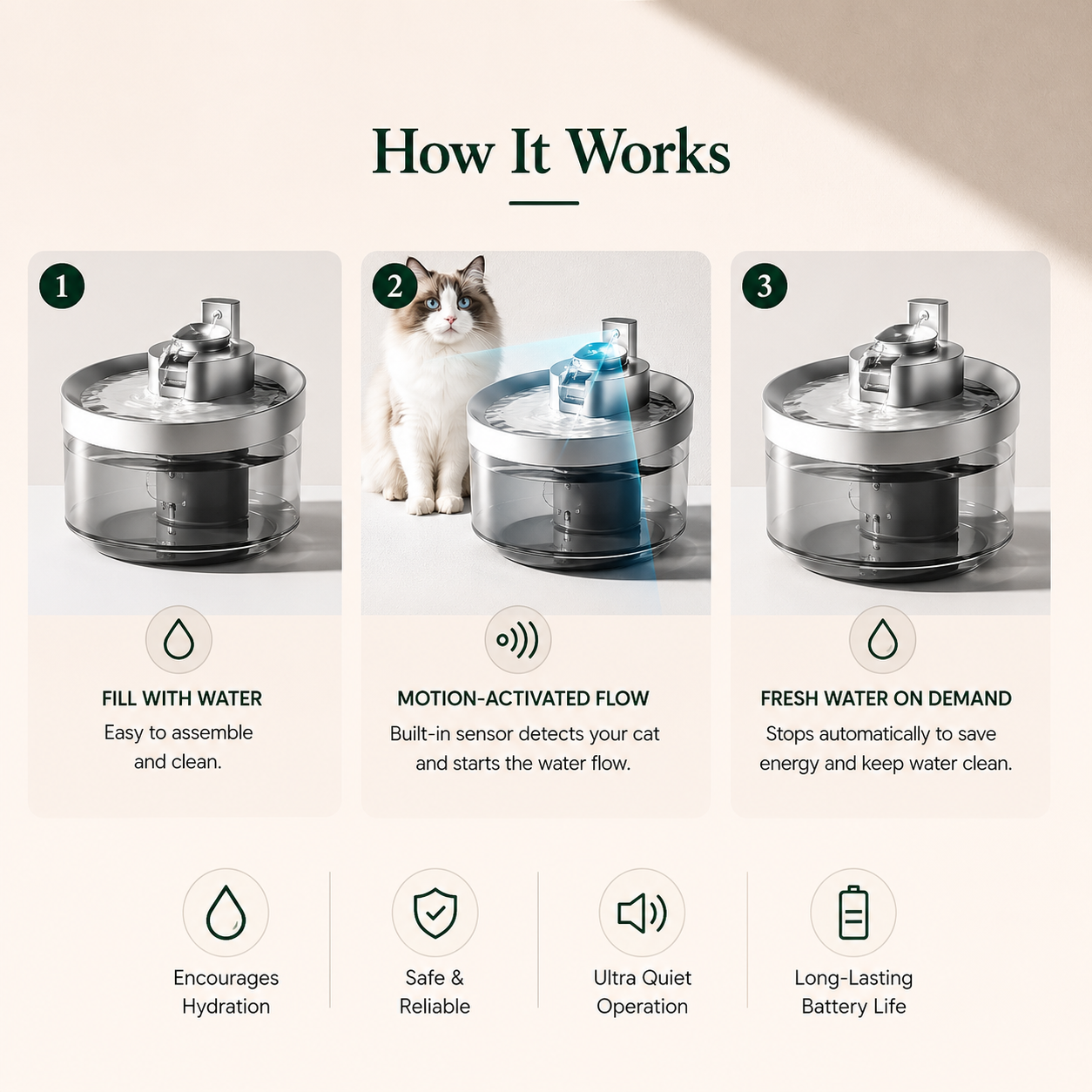 Cat Water Fountain Wireless Induction Drink Fountain