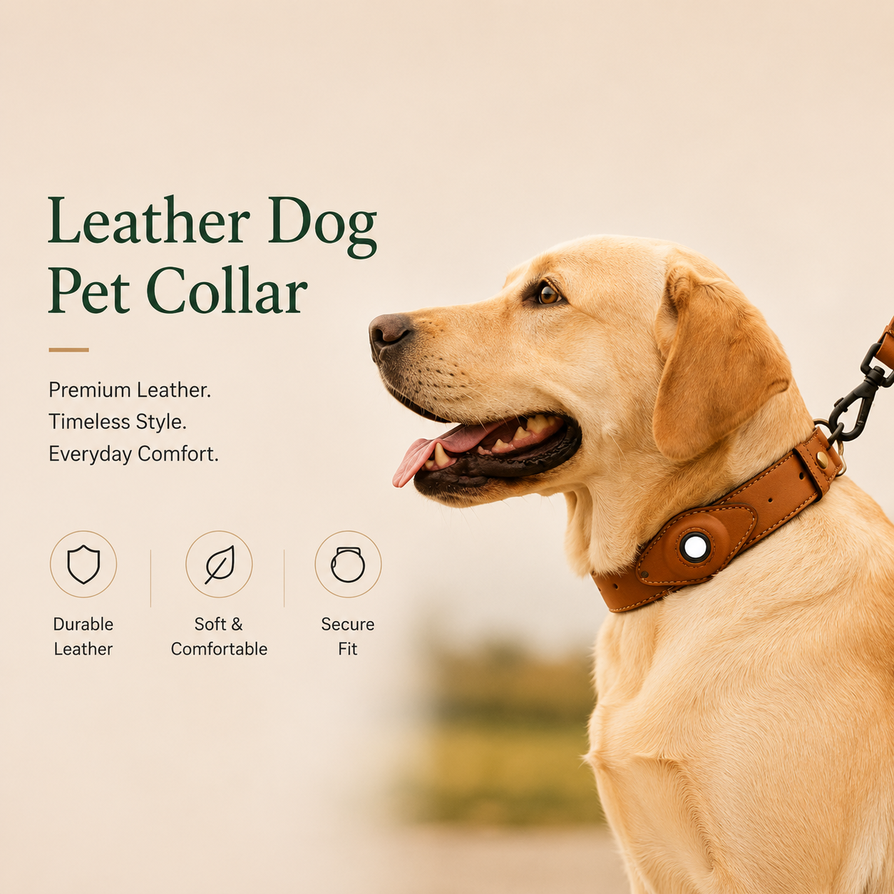 Leather GPS Tracker Dog Collar