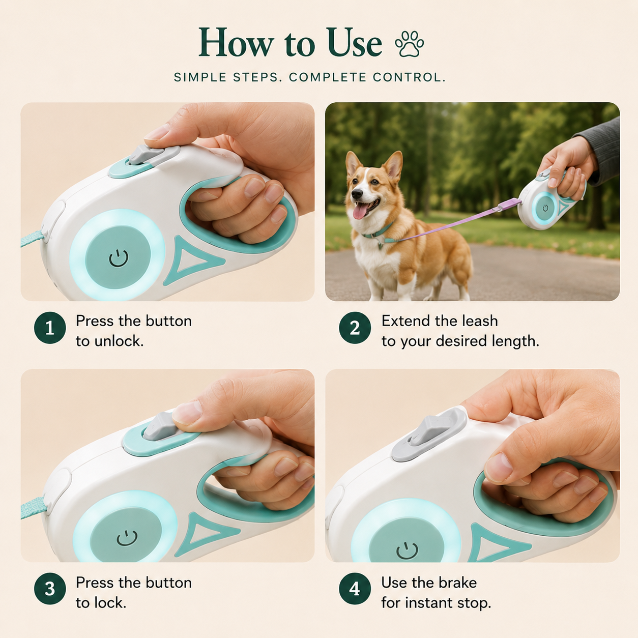 Retractable Dog Leash with LED Light