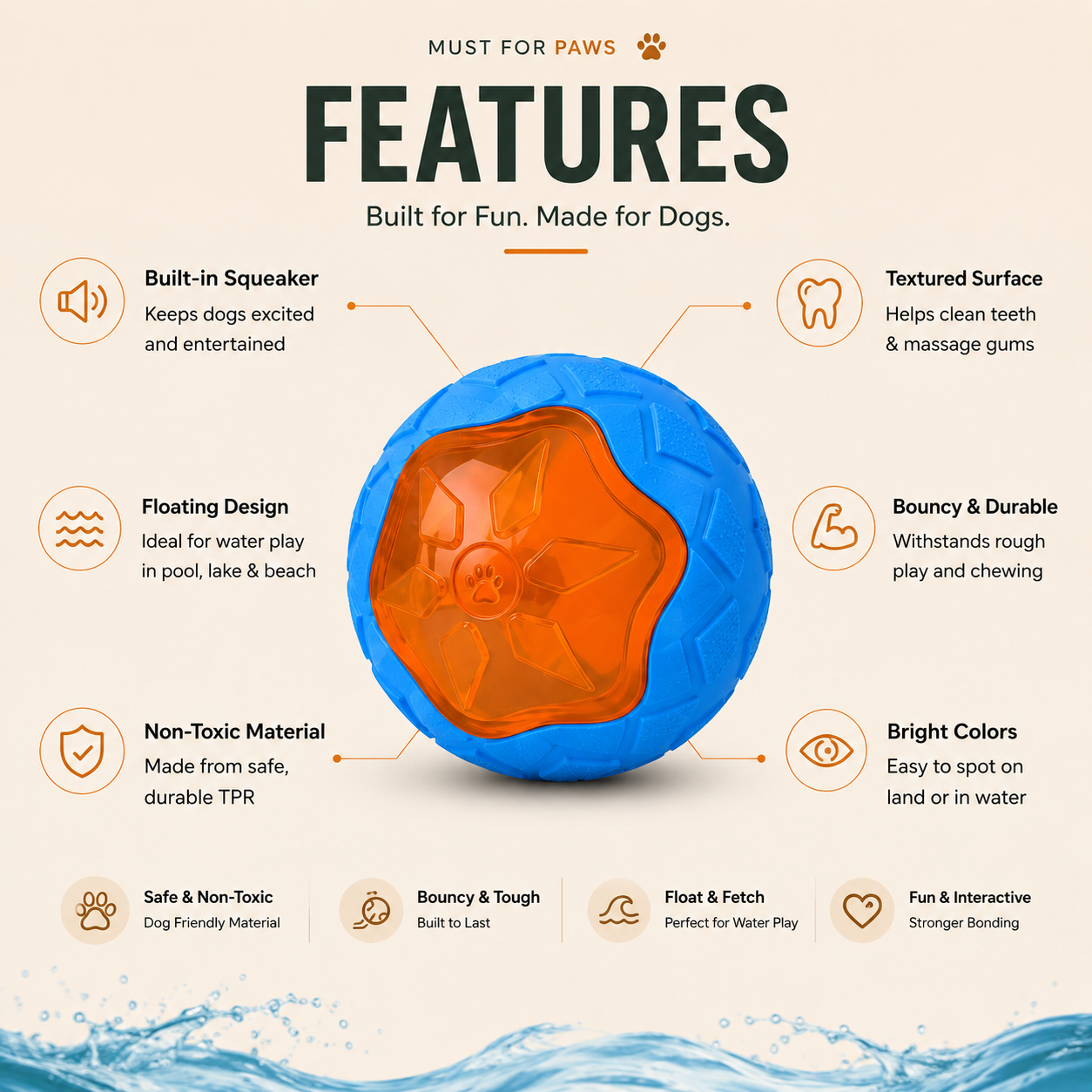 Floating Squeaky Dog Fetch Toy