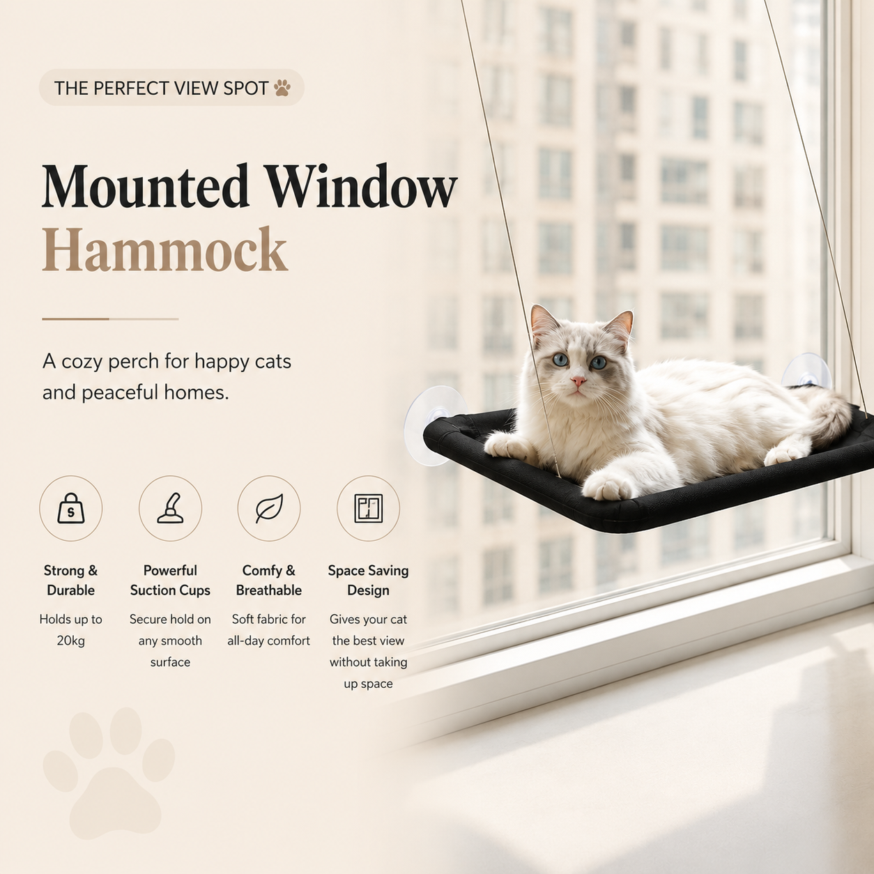 Cat Window Hammock with Suction Cups