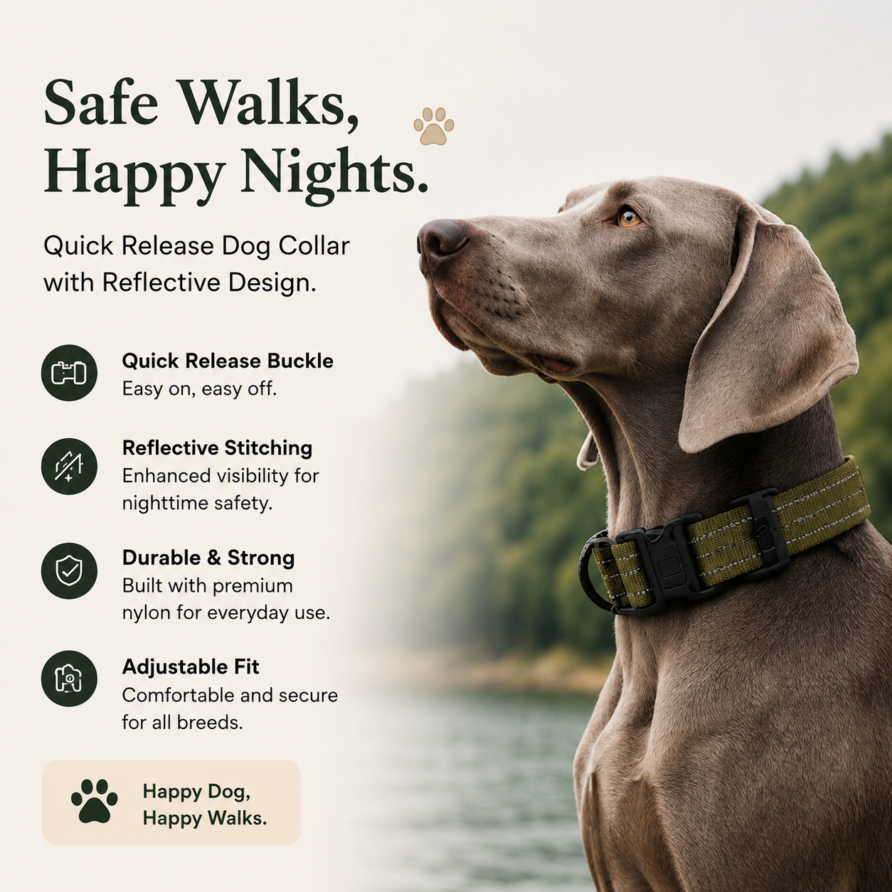 Reflective Quick-Release Dog Collar