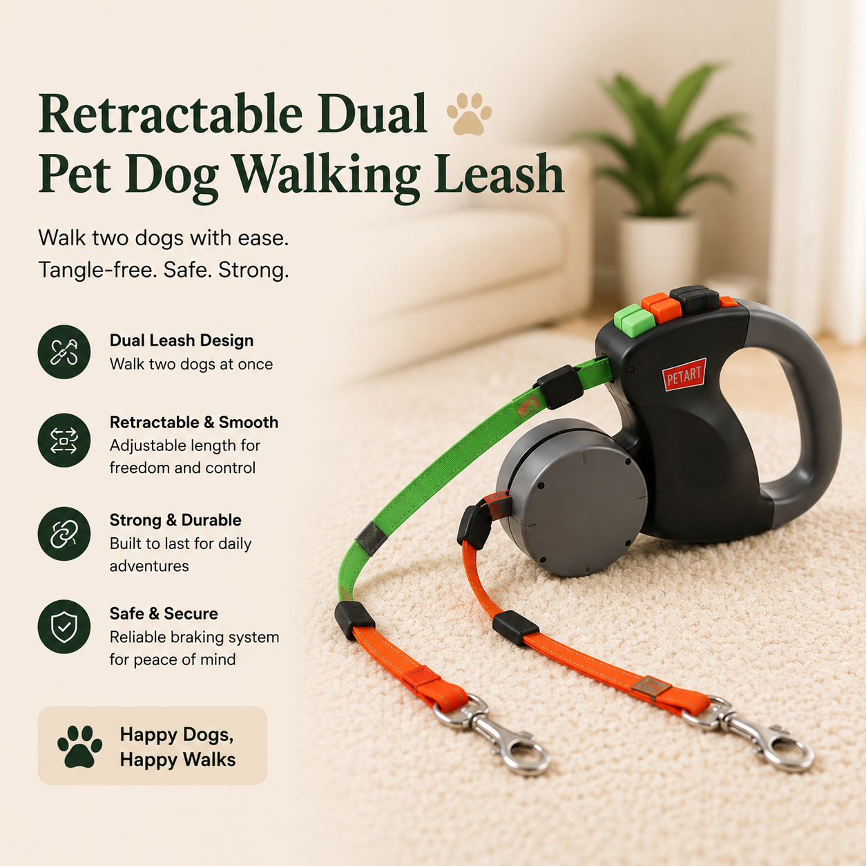 Dual Retractable Dog Leash