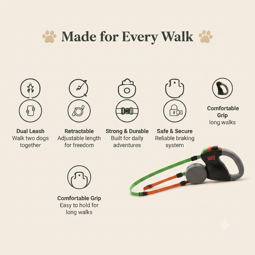 Dual Retractable Dog Leash