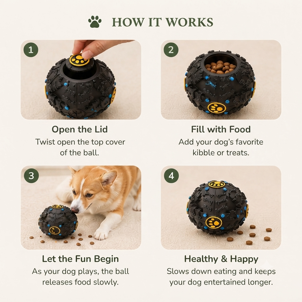 Interactive Dog Treat Dispensing Ball