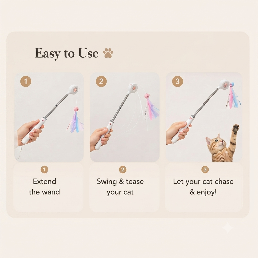 Retractable Cat Feather Wand