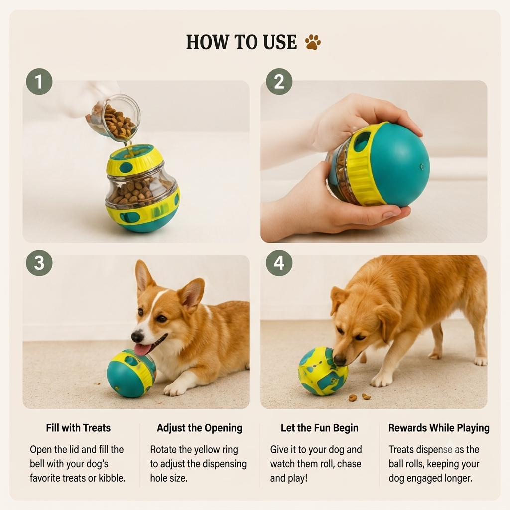 Interactive Dog Treat Puzzle Ball