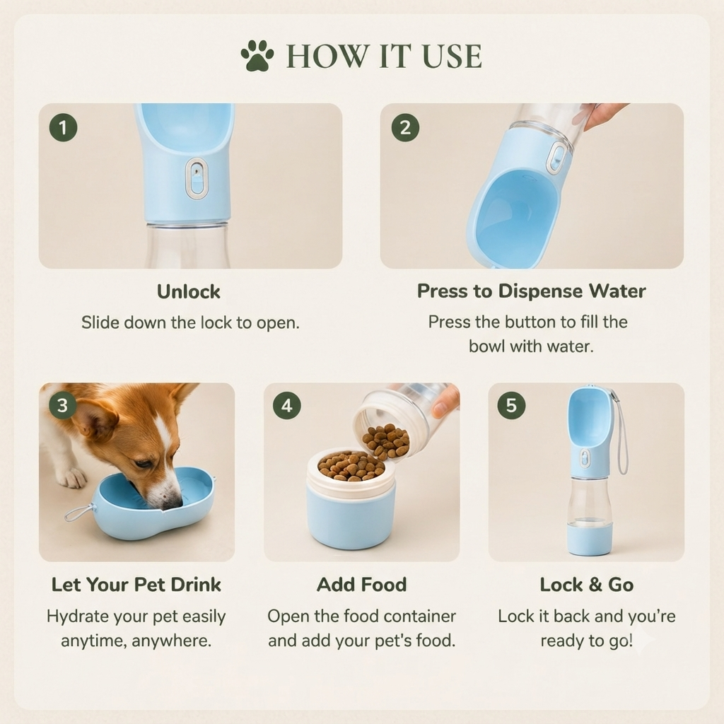 2-in-1 Portable Pet Water Bottle