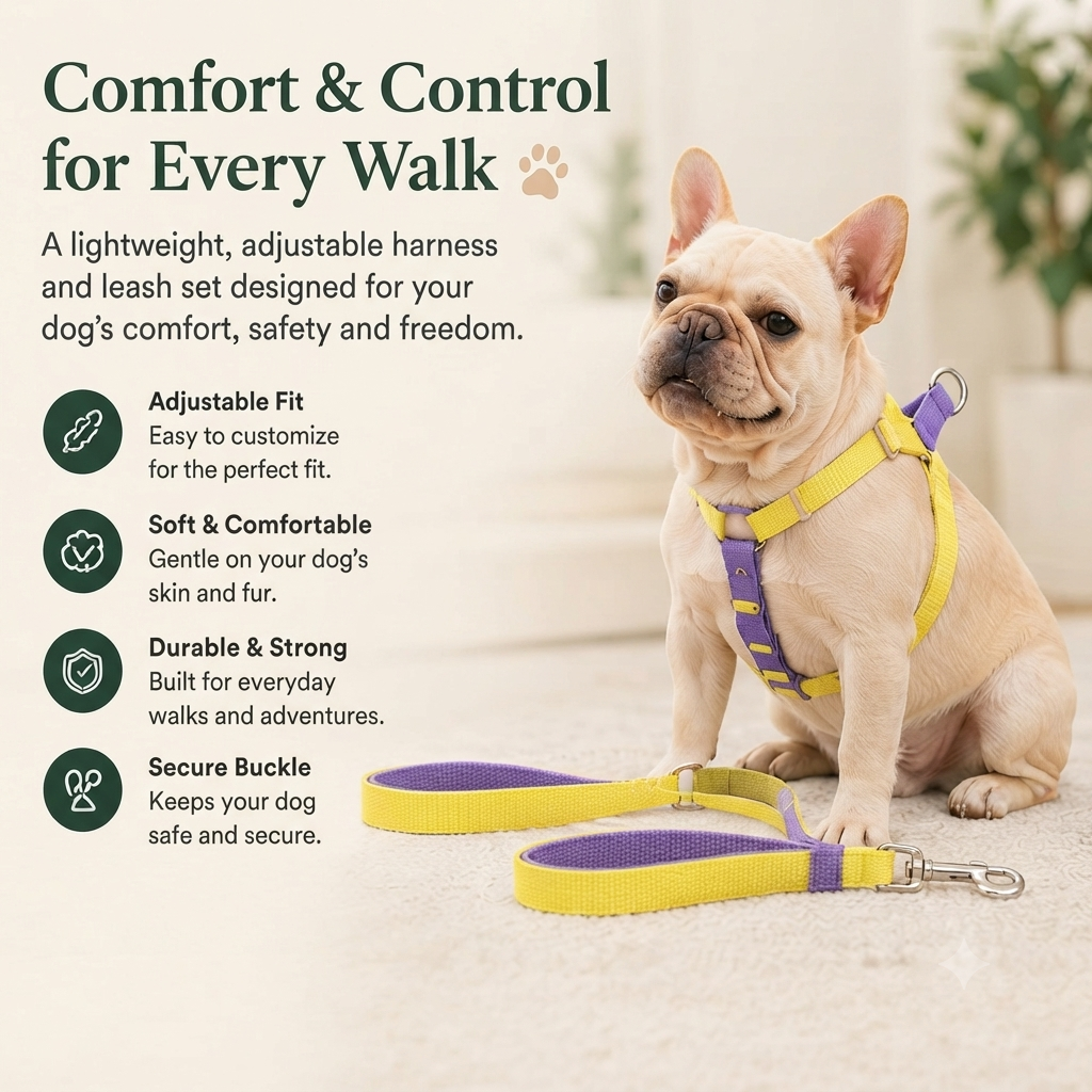 Rainbow Dog Harness & Leash Set