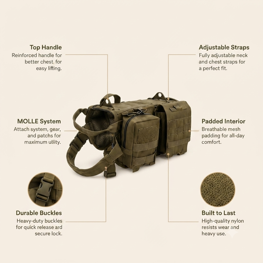 Tactical MOLLE Dog Harness