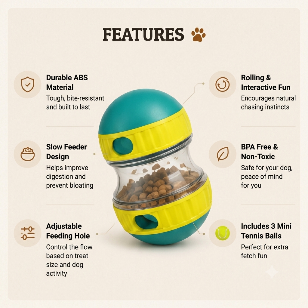 Interactive Dog Treat Puzzle Ball