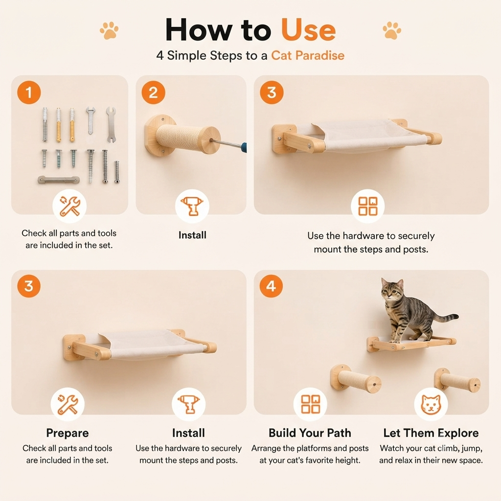 Wall-Mounted Cat Shelves