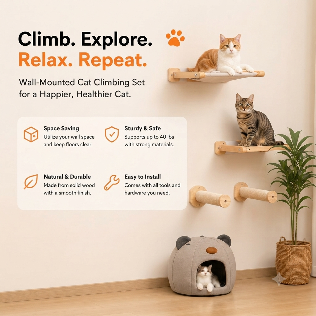 Wall-Mounted Cat Shelves