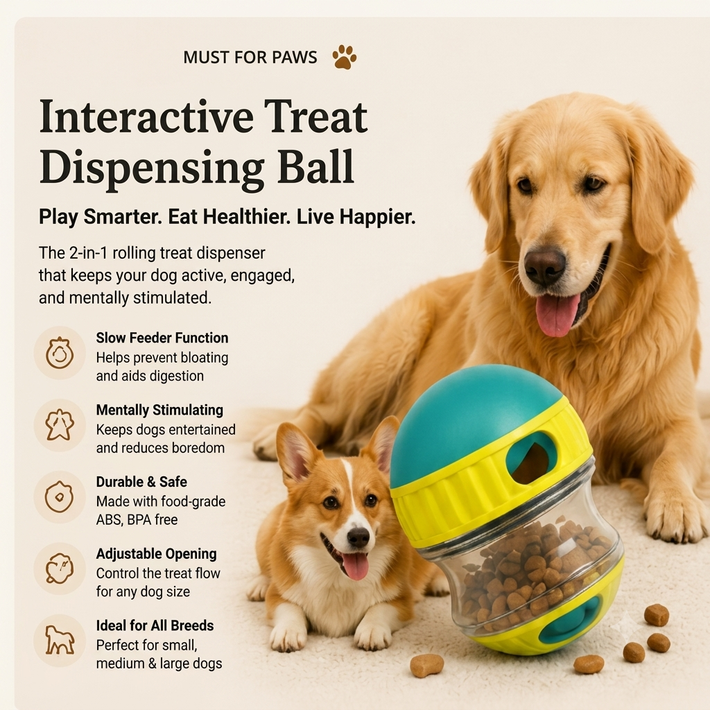 Interactive Dog Treat Puzzle Ball
