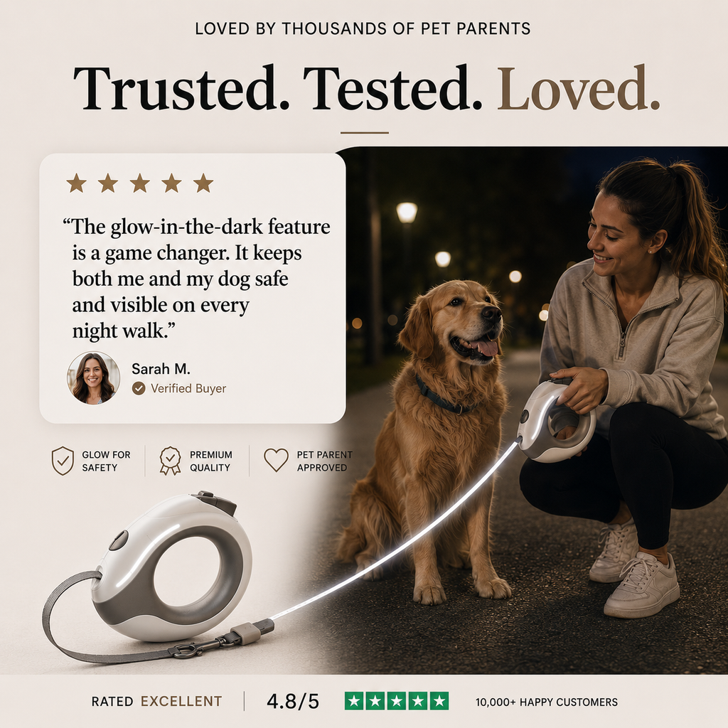 Luminous Ring Retractable Dog Leash - LED Glow