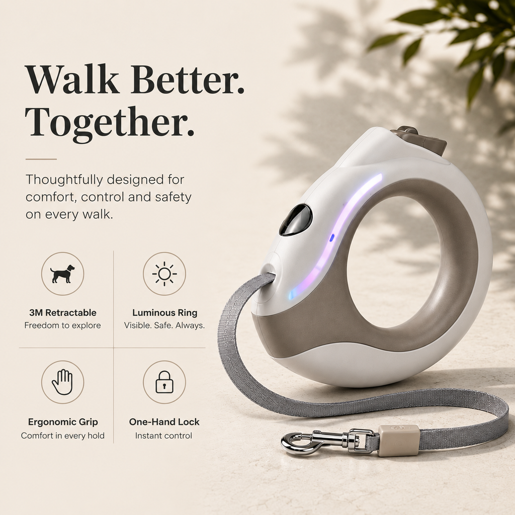 Luminous Ring Retractable Dog Leash - LED Glow