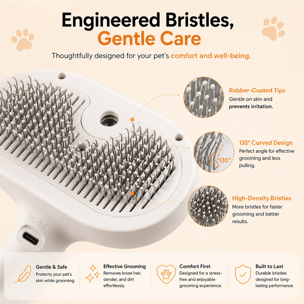 3-in-1 Pet Steam Spray Brush - Simultaneous Mist & Deshed