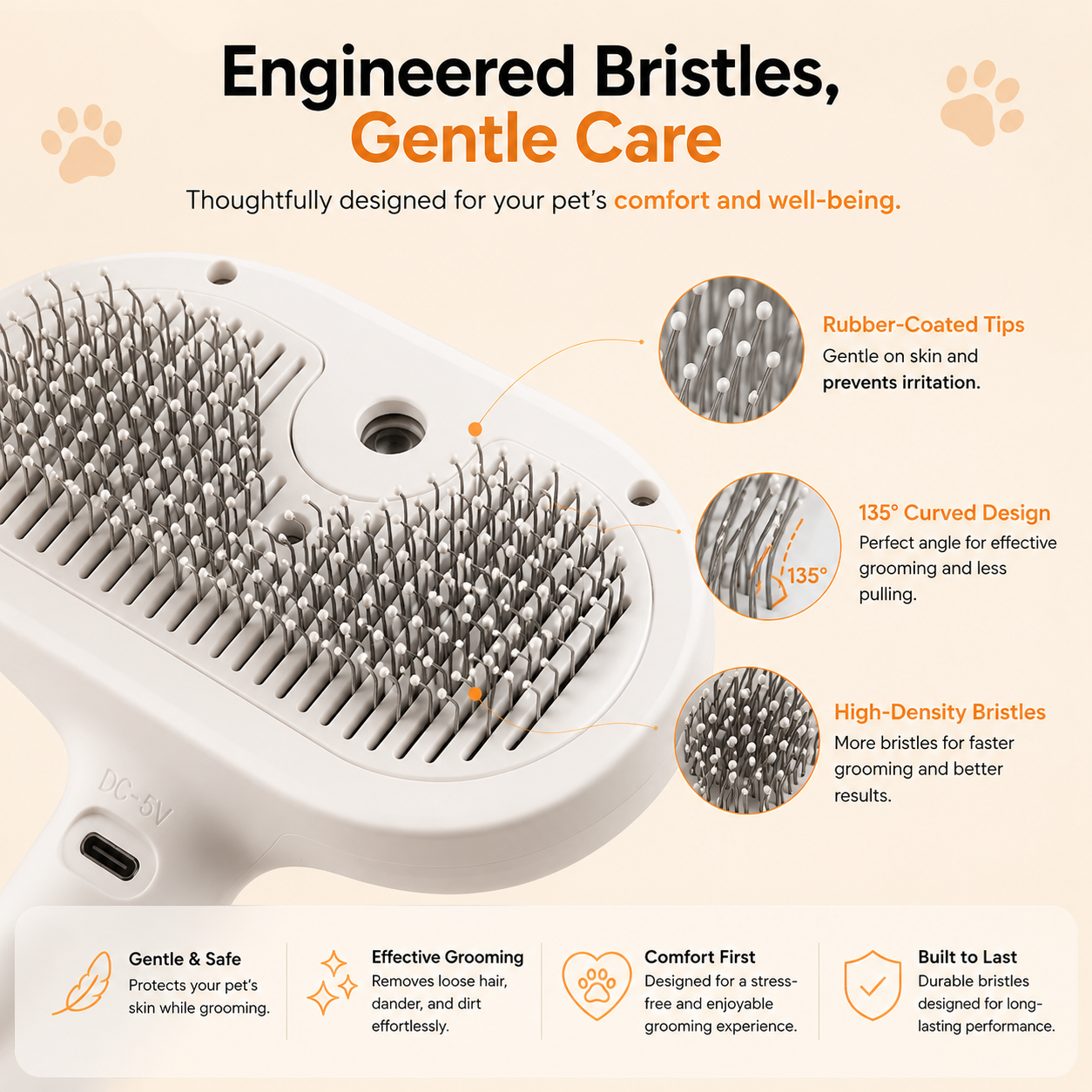 3-in-1 Pet Steam Spray Brush - Simultaneous Mist & Deshed