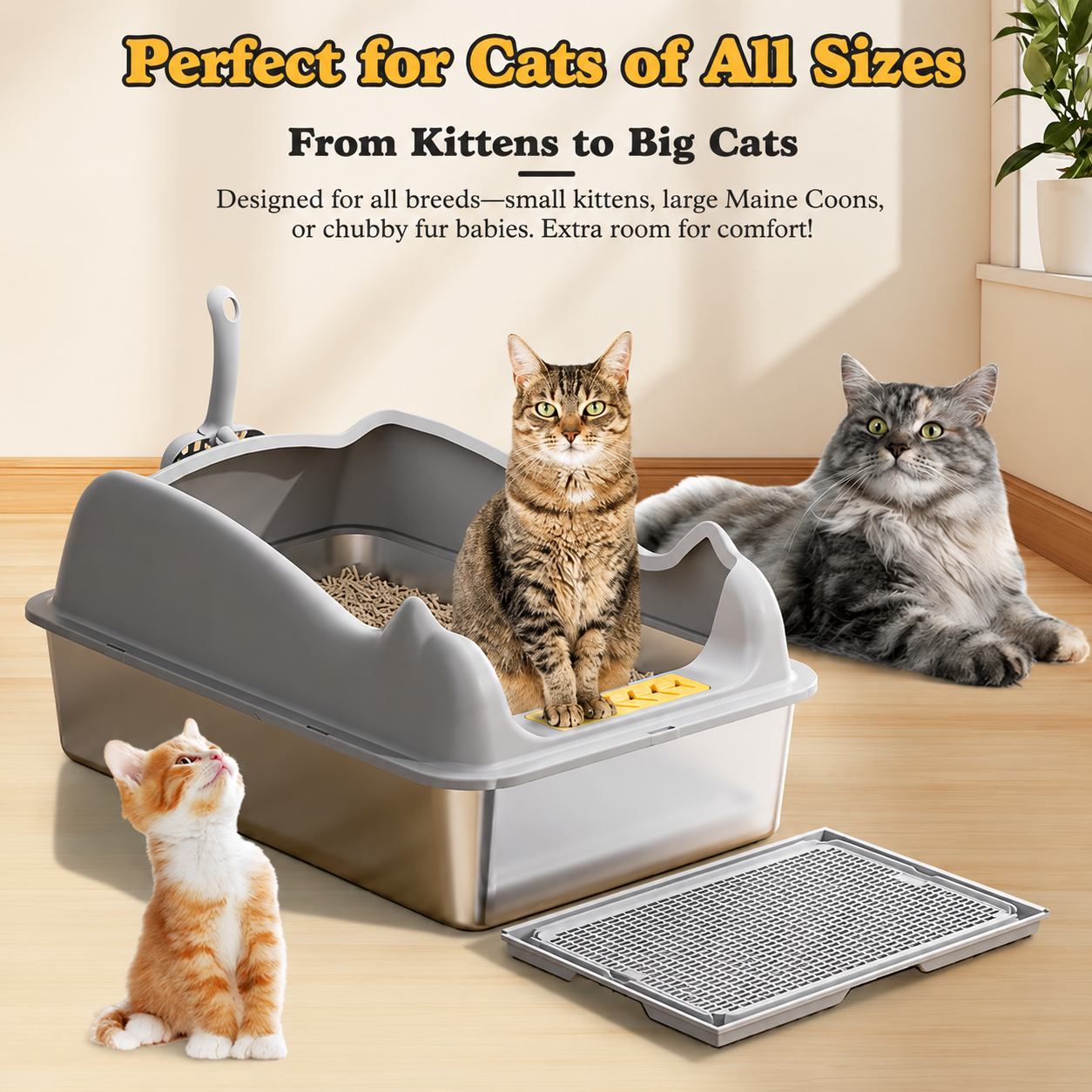 Large Stainless Steel Cat Litter Box