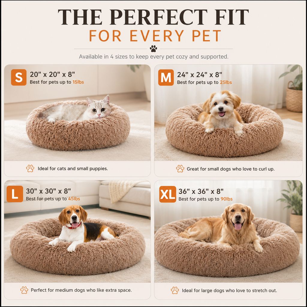 Round Faux Fur Pet Bed
