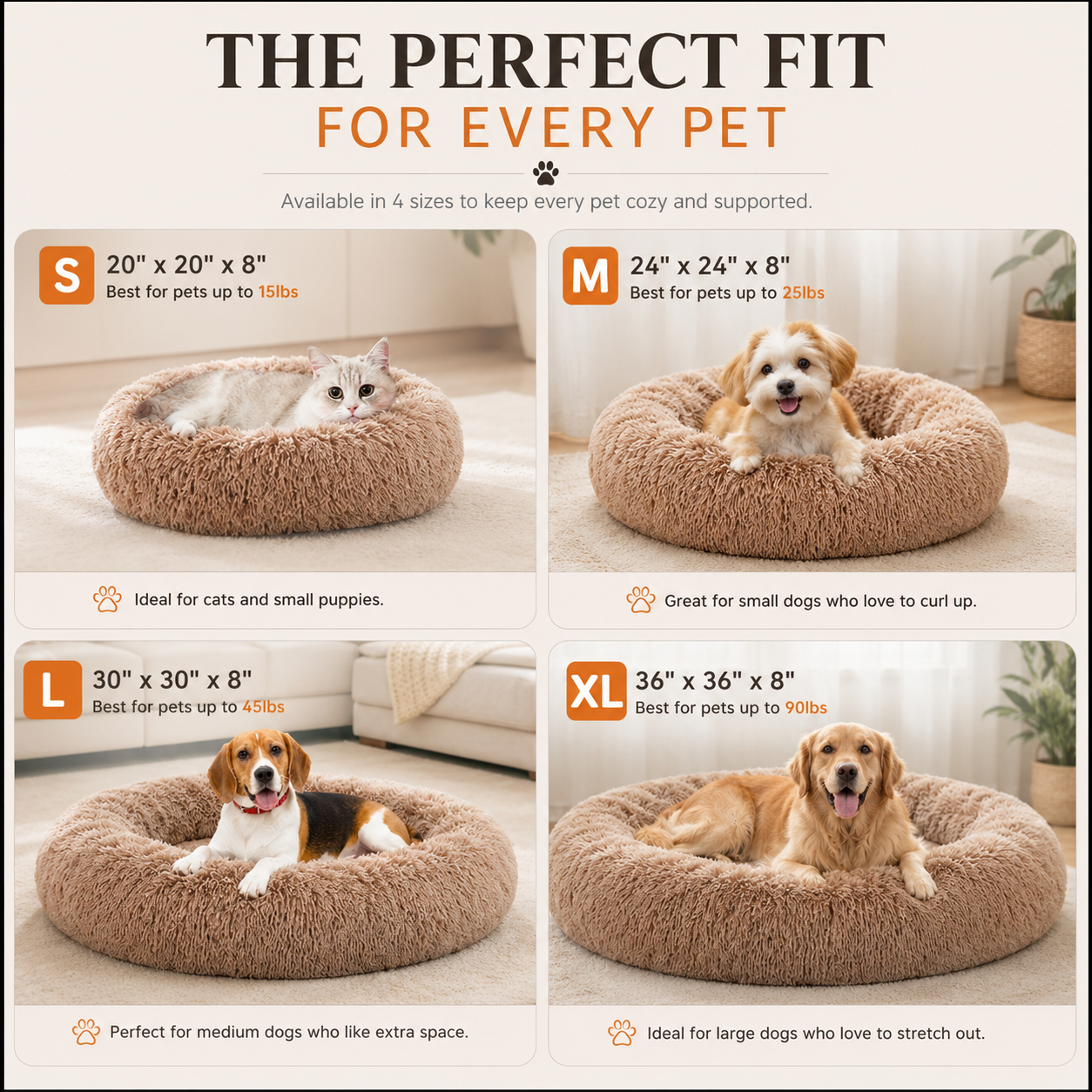 Round Faux Fur Pet Bed