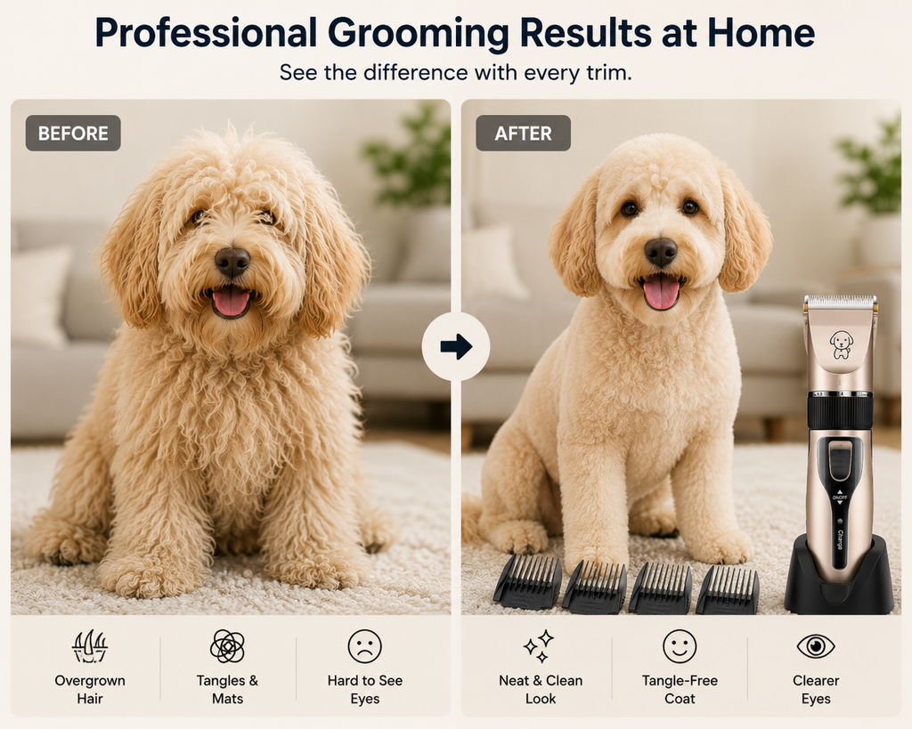 Professional Pet Hair Clipper - Ceramic Blade, Low Noise