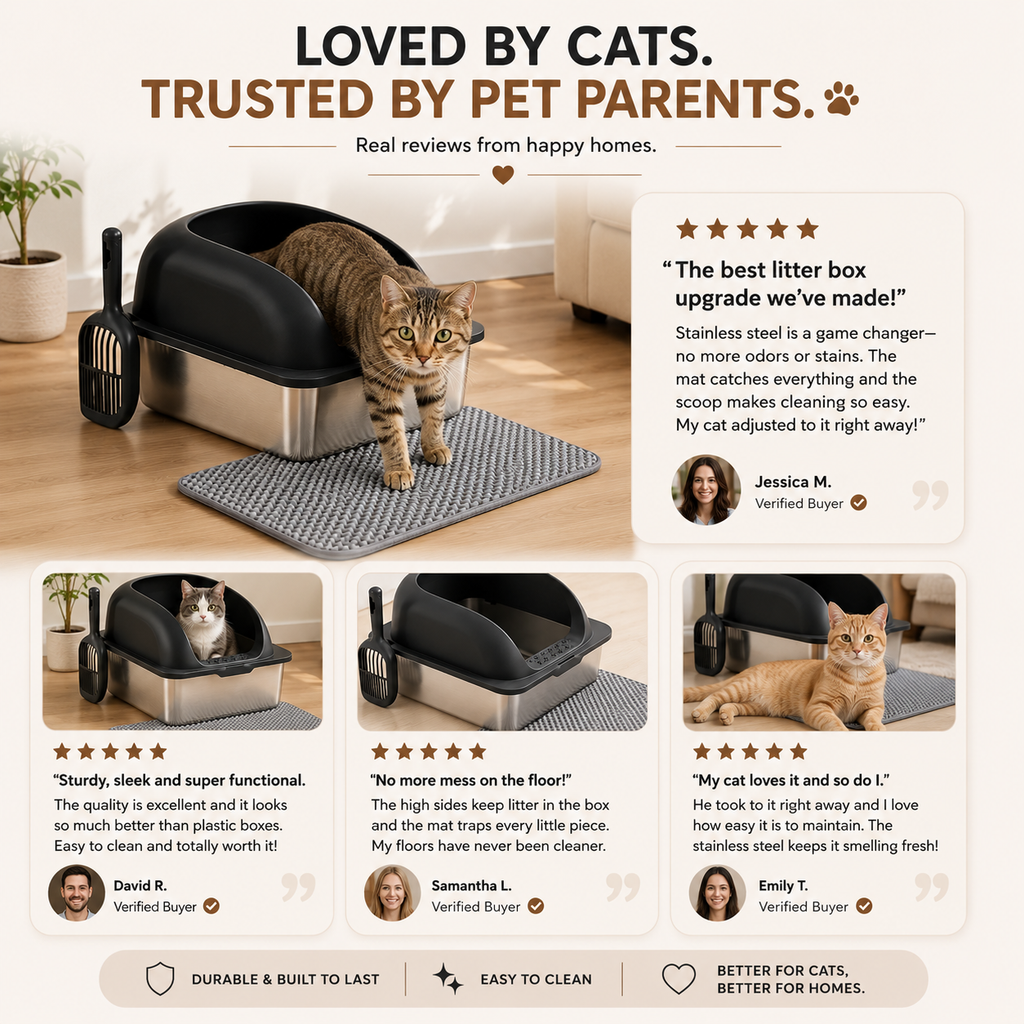 Stainless Steel Cat Litter Box Set