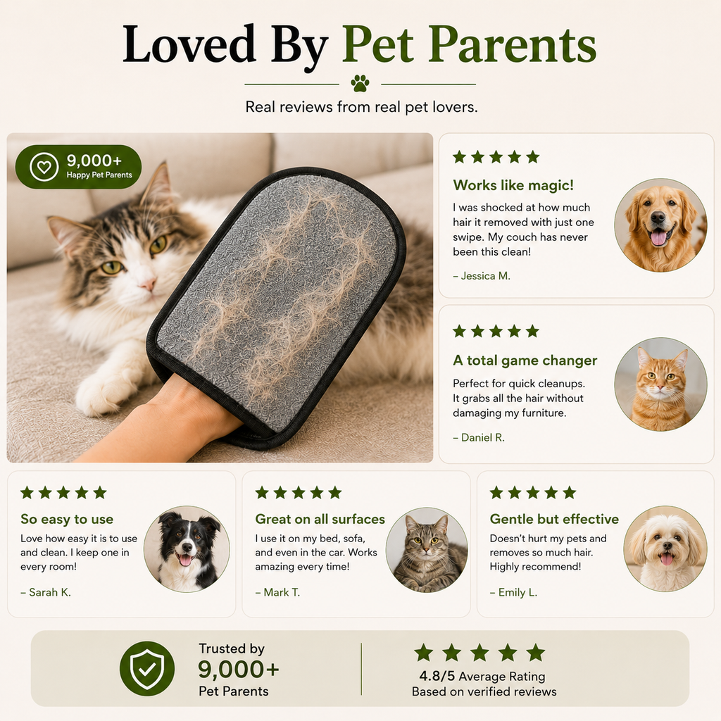 Pet Deshedding Grooming Glove - Dogs, Cats & Rabbits