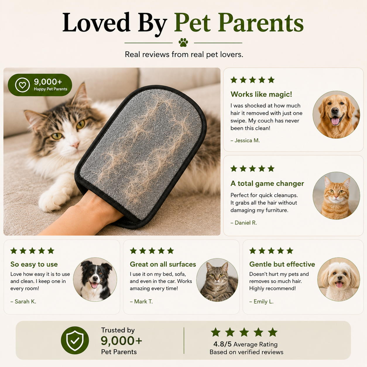 Pet Deshedding Grooming Glove - Dogs, Cats & Rabbits