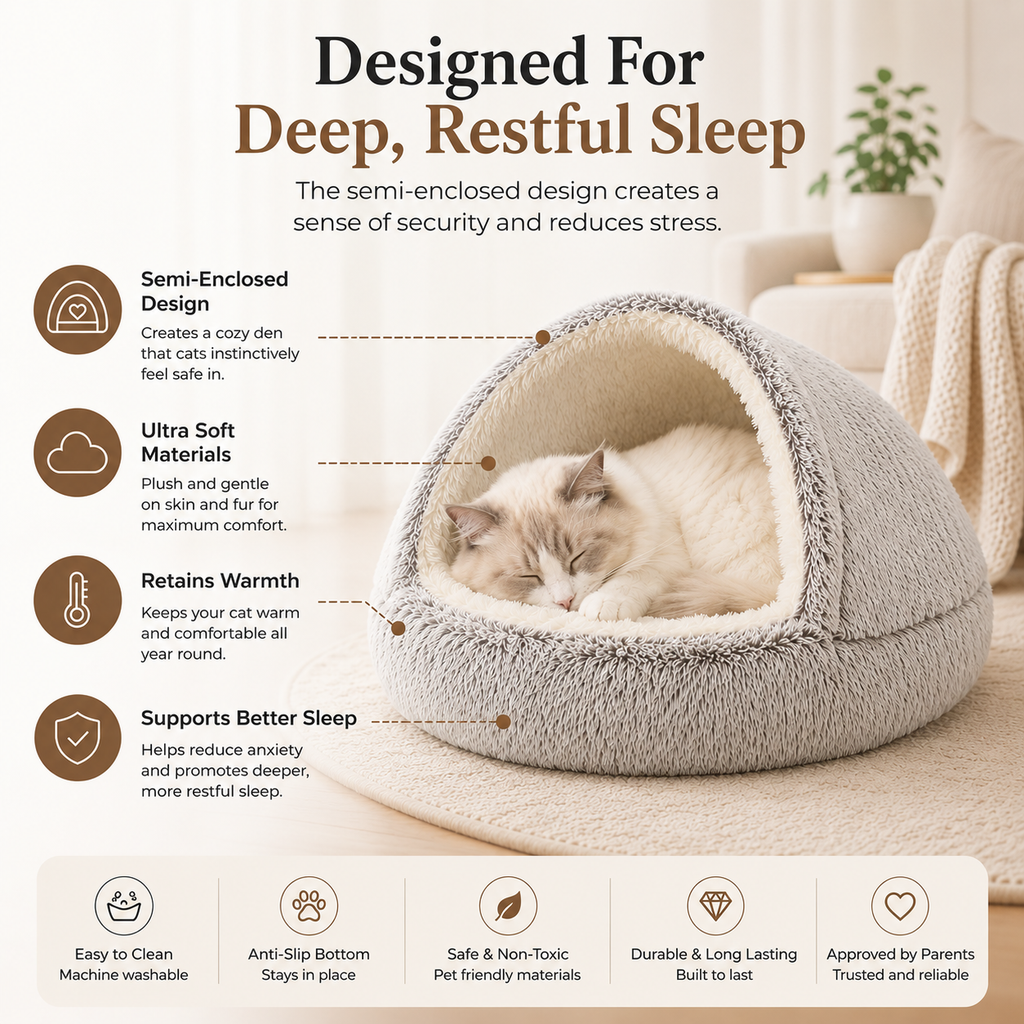 Semi-Enclosed Cat Bed