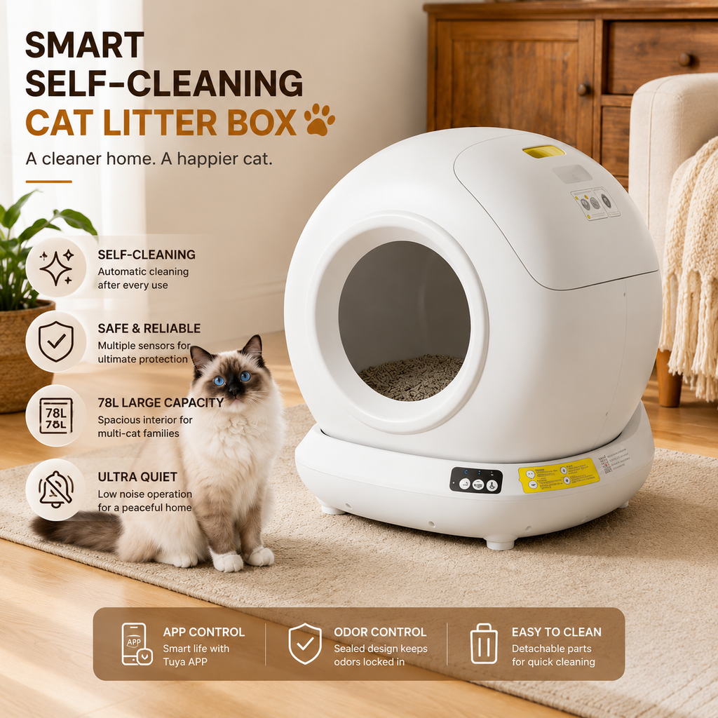 Smart Self-Cleaning Cat Litter Box