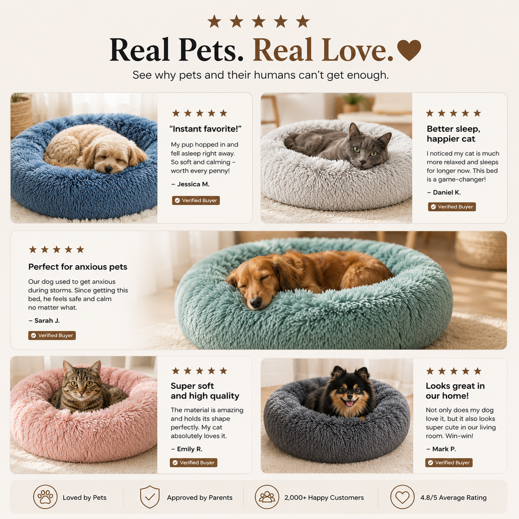 Round Plush Pet Nest - Donut Bed